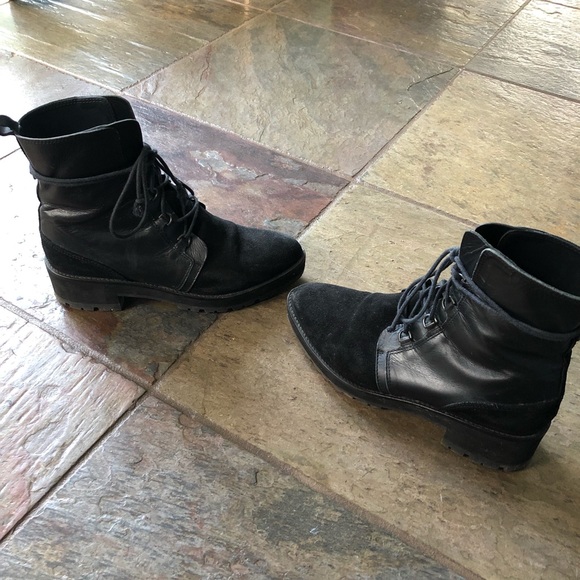 Leather & suede combat boots - Picture 6 of 8